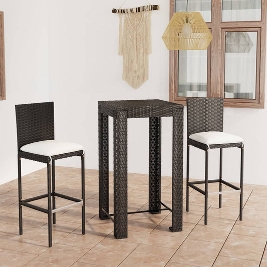 Udendørs Barsæt 3 Dele Med Hynder Polyrattan