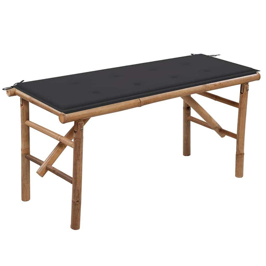 Foldbar Havebænk Med Hynde 118 Cm Bambus Antracitgrå