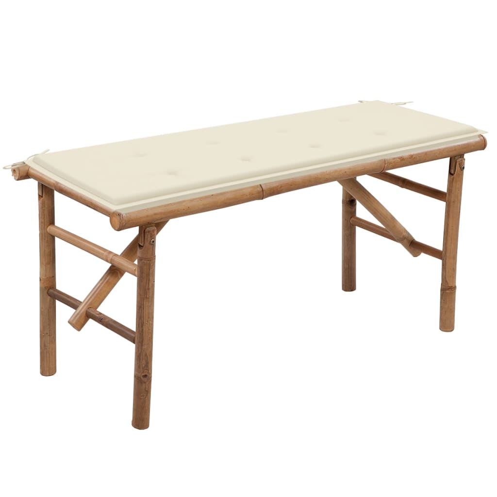 Foldbar Havebænk Med Hynde Bambus - Variant 3063851