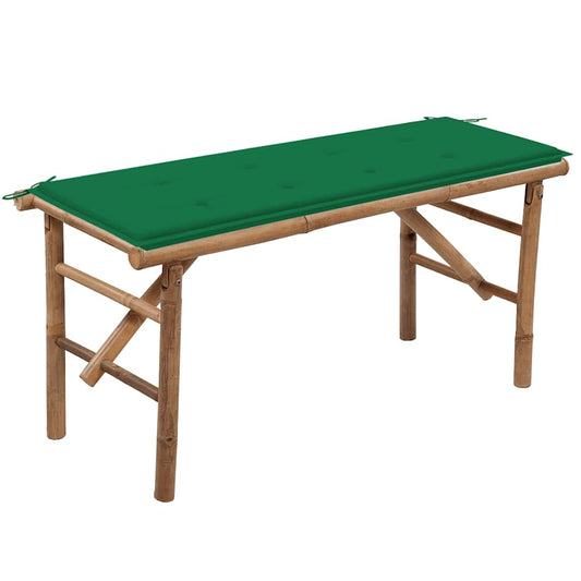 Foldbar Havebænk Med Hynde 118 Cm Bambus Grøn