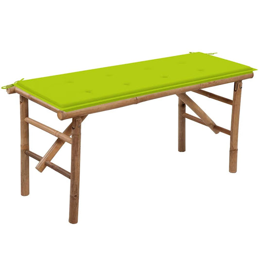 Foldbar Havebænk Med Hynde 118 Cm Bambus Lysegrøn