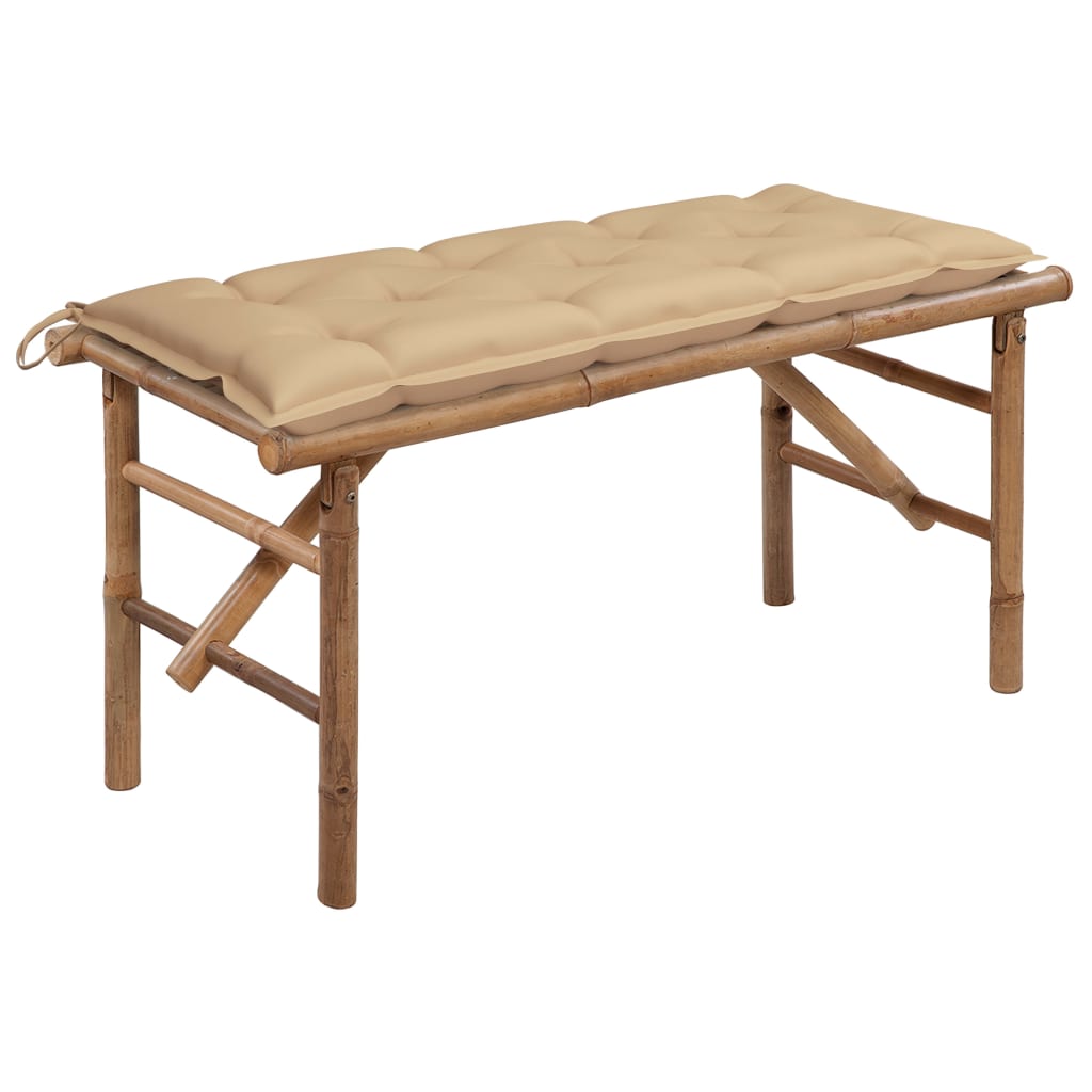 Foldbar Havebænk Med Hynde Bambus - Variant 3063867