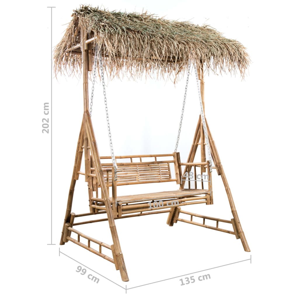 2-Personers Gyngesofa Med Palmeblade Og Hynde 202 Cm Bambus