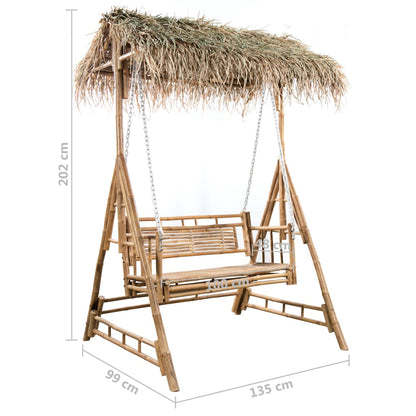 2-Personers Gyngesofa Med Palmeblade Og Hynde 202 Cm Bambus