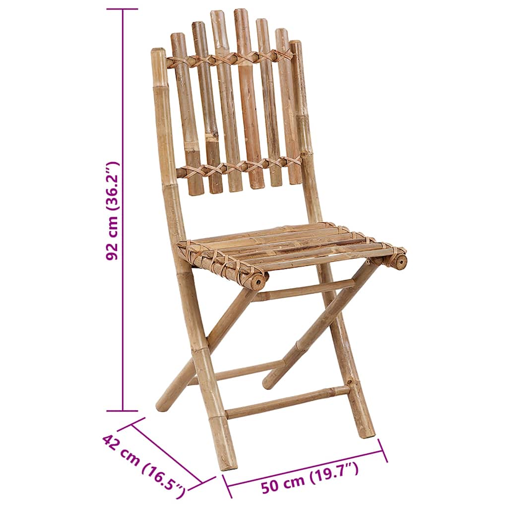 Foldbare Havestole 2 Stk. Med Hynder Bambus - Billede 12