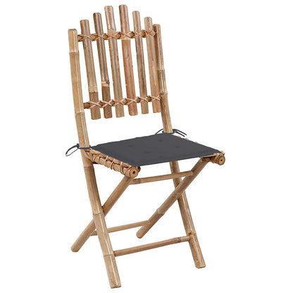 Foldbare Havestole 2 Stk. Med Hynder Bambus - Billede 2