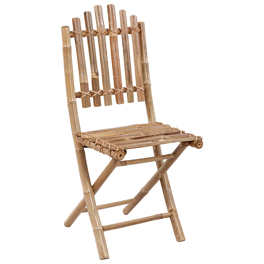 Foldbare Havestole 2 Stk. Med Hynder Bambus - Billede 3