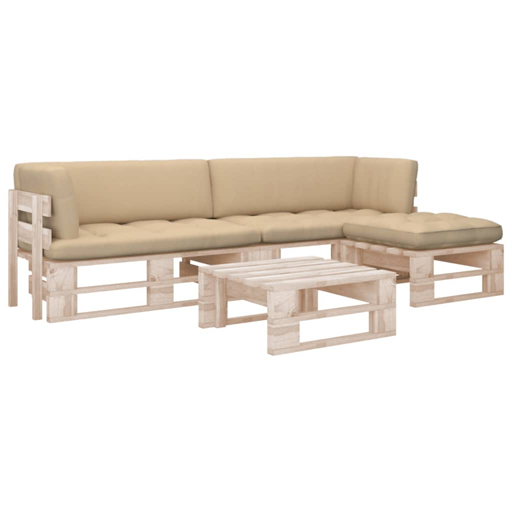 2-Personers Pallesofa Med Hynder Imprægneret Fyrretræ Beige