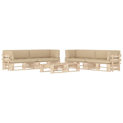 2-Personers Pallesofa Med Hynder Imprægneret Fyrretræ Beige