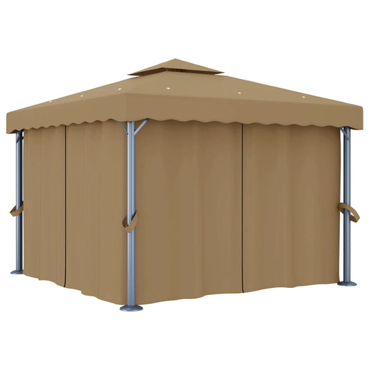 Pavillon Med Gardin 3X3 M Aluminium Gråbrun