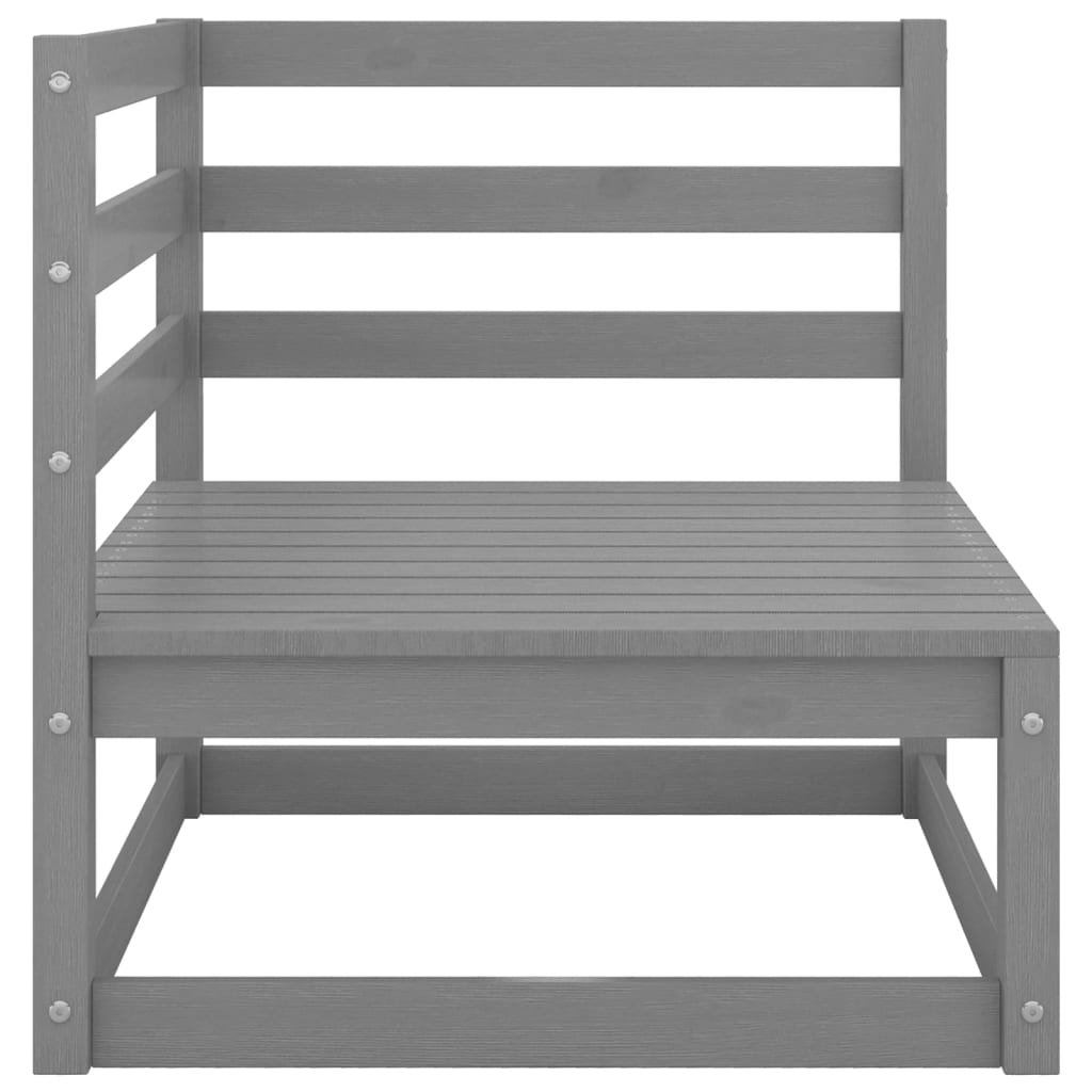 Hjørnemodul Til Havesofa Massivt Fyrretræ Grå