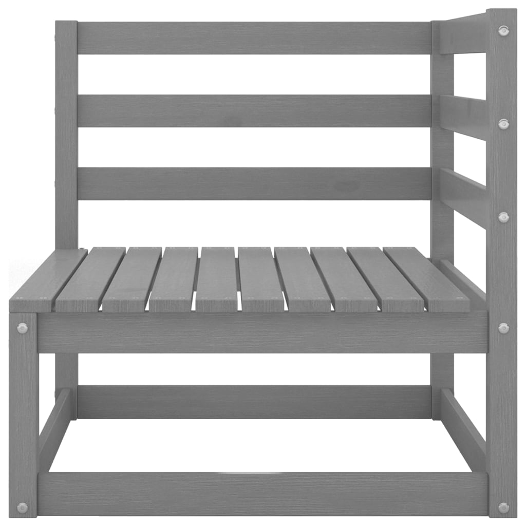 Hjørnemodul Til Havesofa Massivt Fyrretræ Grå