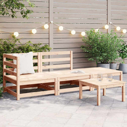 Loungesæt Til Haven 3 Dele Massivt Fyrretræ