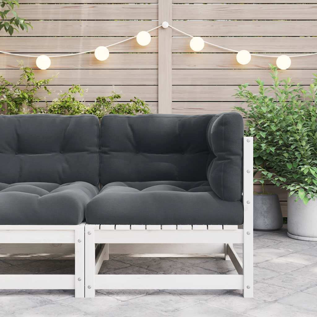 Hjørnemodul Til Havesofa Med Grå Hynder Massivt Fyrretræ