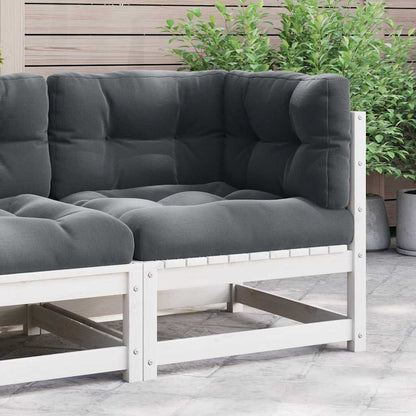Hjørnemodul Til Havesofa Med Grå Hynder Massivt Fyrretræ