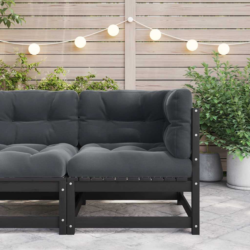 Hjørnemodul Til Havesofa Med Grå Hynder Massivt Fyrretræ