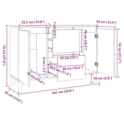 Skænk 101x35x70 Cm Konstrueret Træ - Billede 7