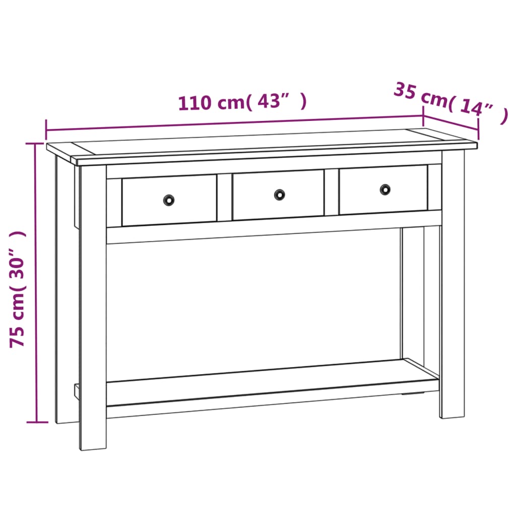 Konsolbord 110X35X75 Cm Massivt Egetræ