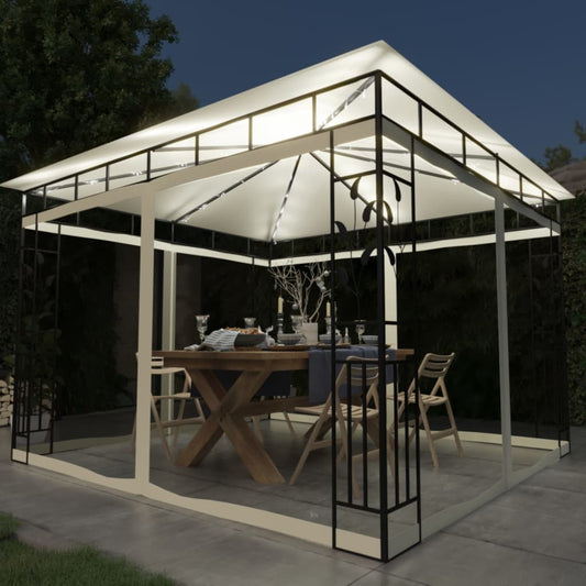 Pavillon Med Myggenet Og Led-Lyskæder 3X3X2,73 M Farvet