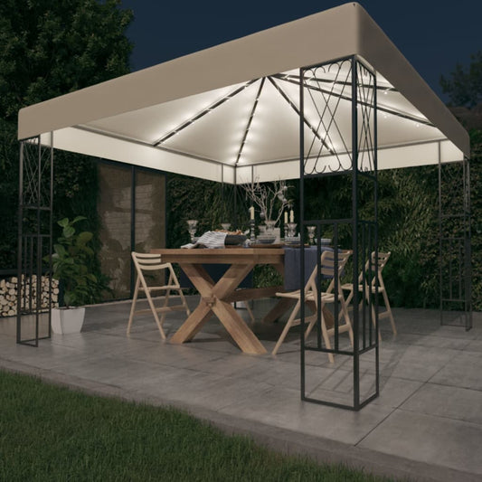 Pavillon Med Led-Lyskæder Stof Farvet