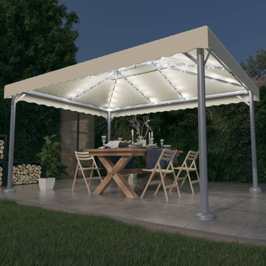 Pavillon Med Led-Lyskæder 400X300 Cm Aluminium Farvet