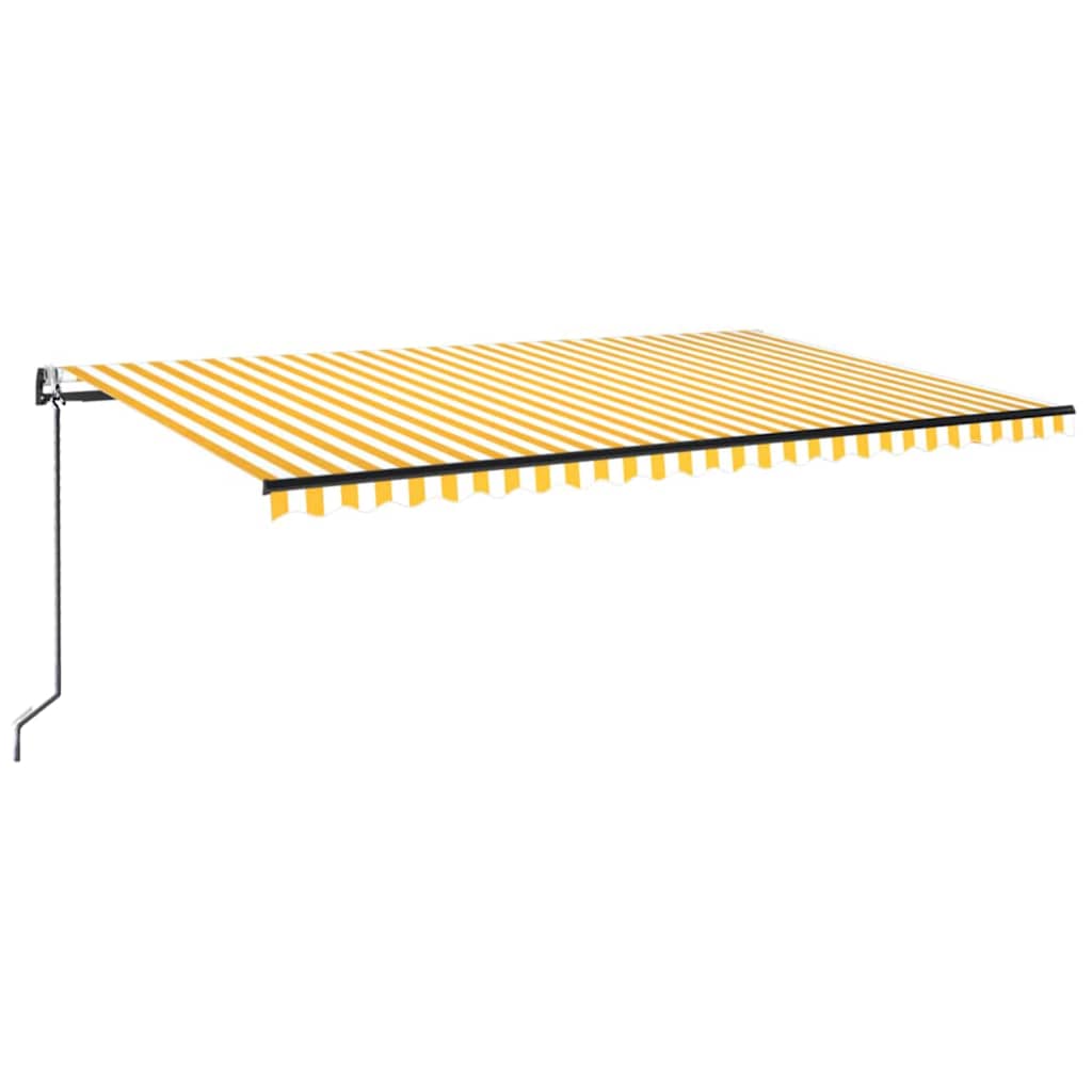Elektrisk Markise Med LED Og Sensor 5 X 3 M Gul Og Hvidstribet - Billede 2
