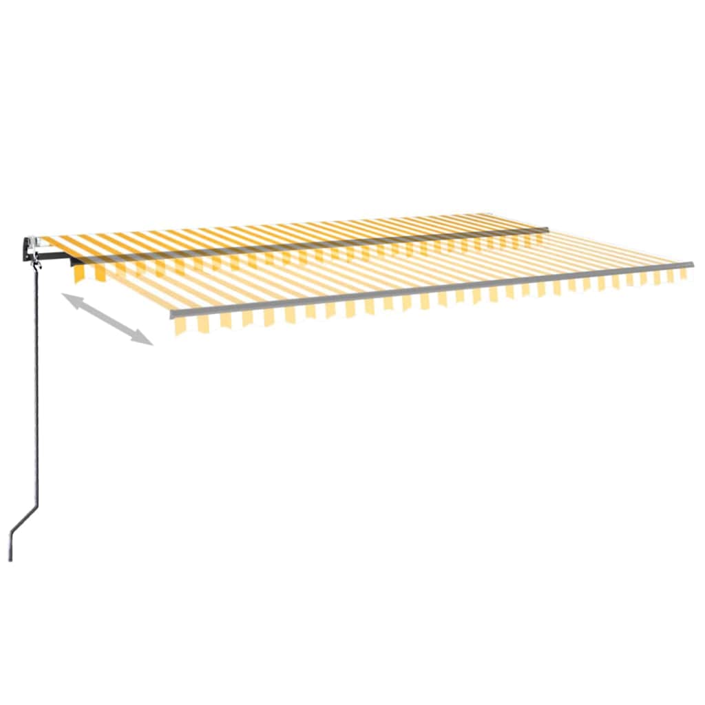 Elektrisk Markise Med LED Og Sensor 5 X 3 M Gul Og Hvidstribet - Billede 9