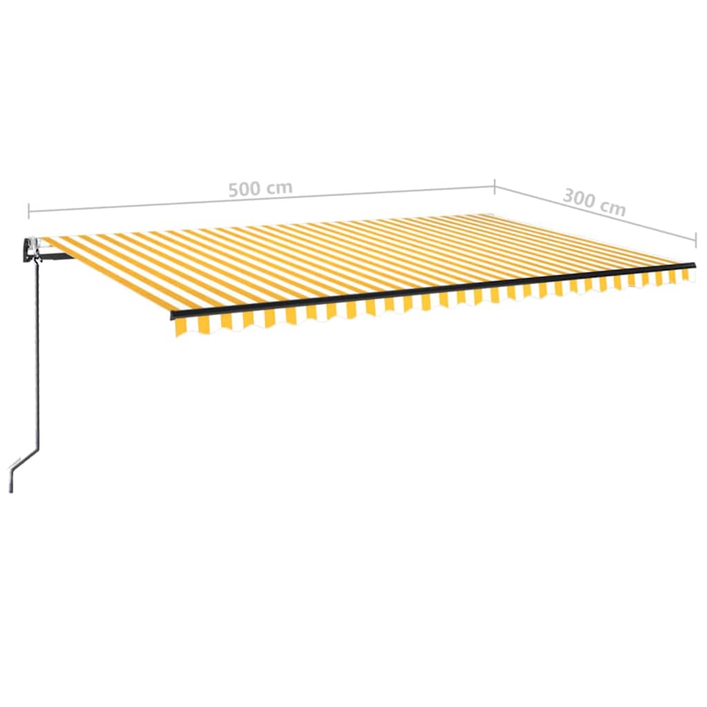 Elektrisk Markise Med LED Og Sensor 5 X 3 M Gul Og Hvidstribet - Billede 10