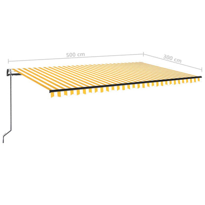 Elektrisk Markise Med LED Og Sensor 5 X 3 M Gul Og Hvidstribet - Billede 10