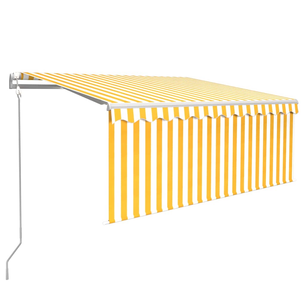 Elektrisk Markise Og Hvidstribet 100% Polyester - Billede 2