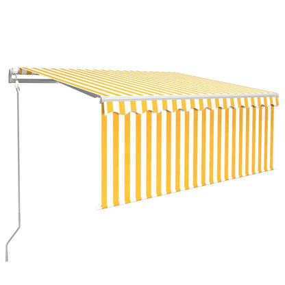 Elektrisk Markise Og Hvidstribet 100% Polyester - Billede 2