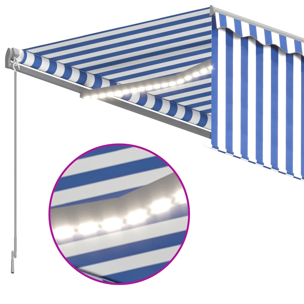Manuel Markise Med Solcelle-LED Stribet - Billede 4