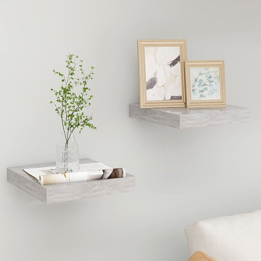 Væghylder 2 Stk. 23X23,5X3,8 Cm Mdf Betongrå