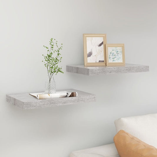 Væghylder 2 Stk. 50X23X3,8 Cm Mdf Betongrå