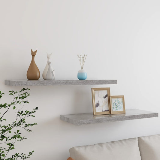 Væghylder 2 Stk. 80X23,5X3,8 Cm Mdf Betongrå