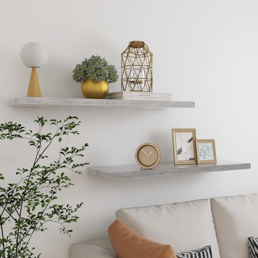 Svævehylder 2 Stk. 90X23,5X3,8 Cm Mdf Betongrå