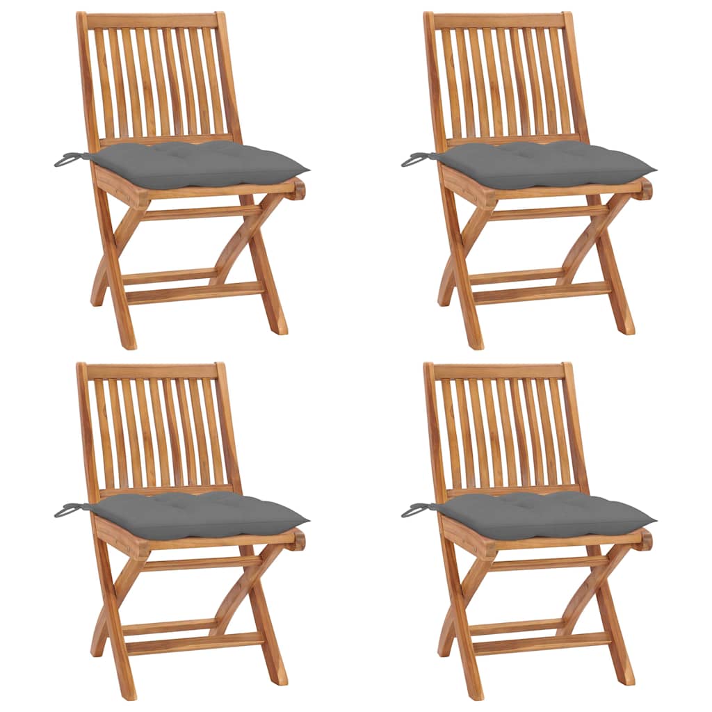 Klapstole Med Hynder Massivt Teaktræ - Variant 3072823
