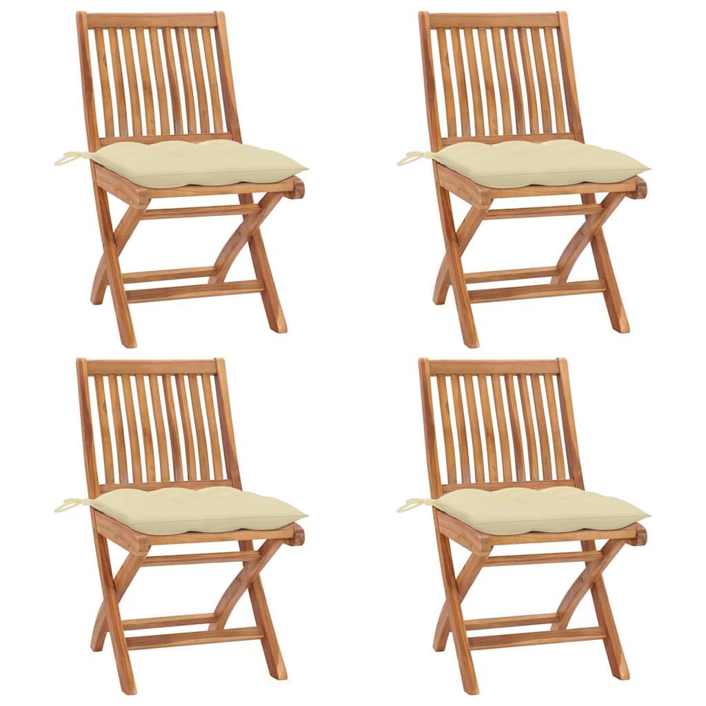 Klapstole Med Hynder Massivt Teaktræ - Variant 3072824