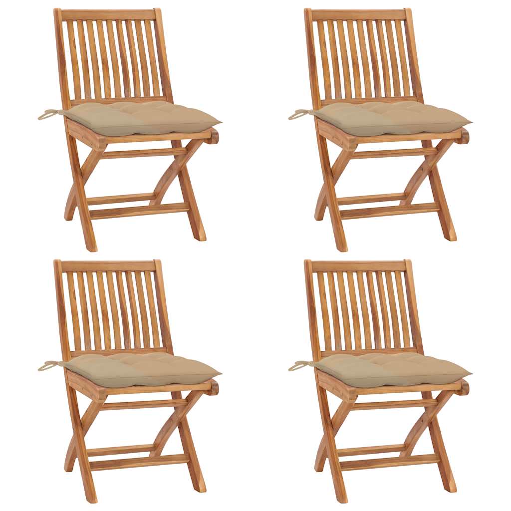 Klapstole Med Hynder Massivt Teaktræ - Variant 3072825