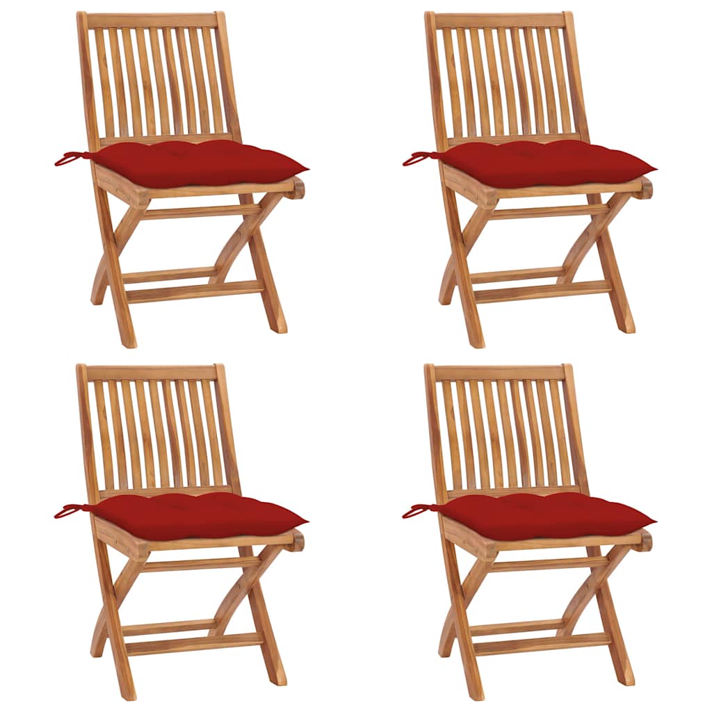 Klapstole Med Hynder Massivt Teaktræ - Variant 3072828