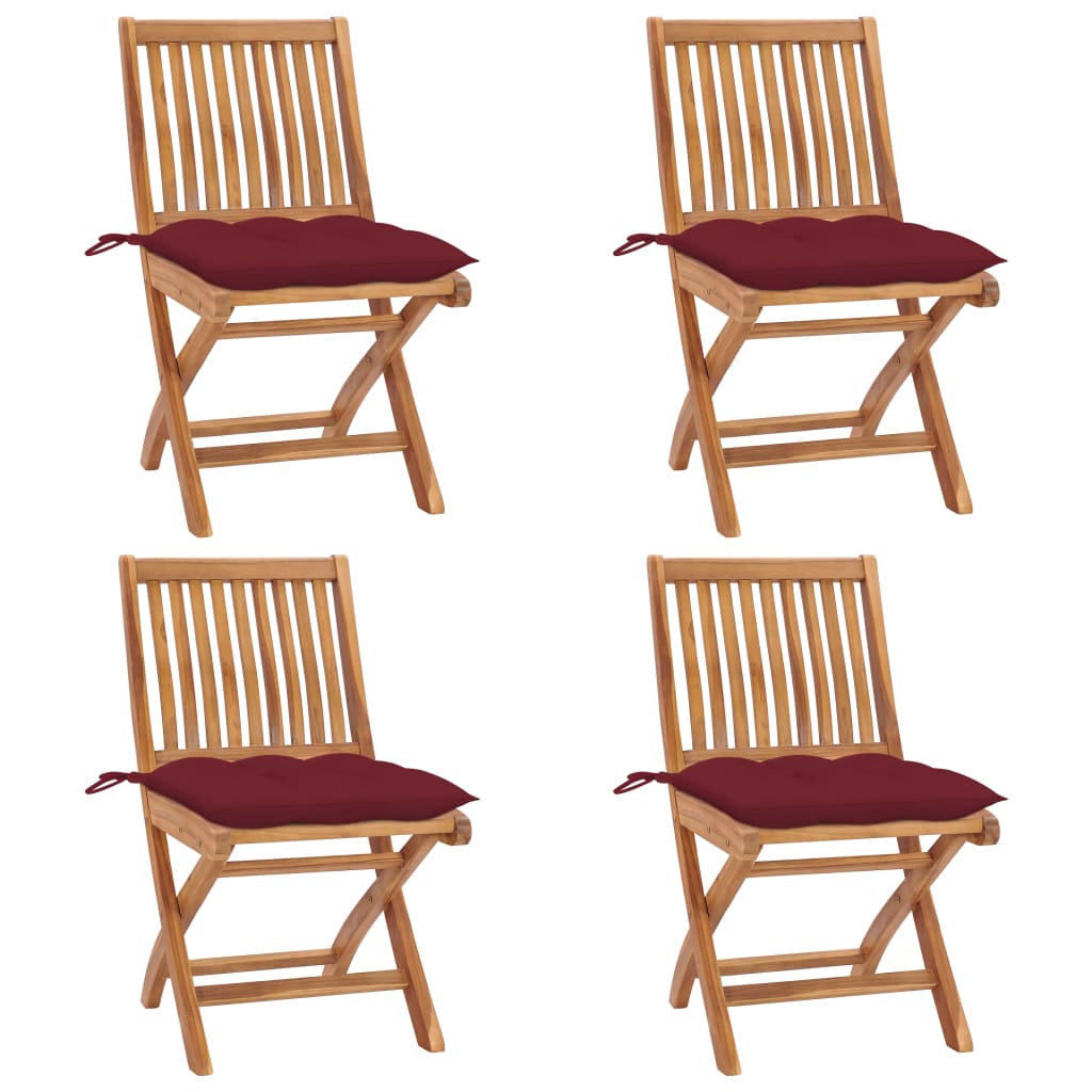 Klapstole Med Hynder Massivt Teaktræ - Variant 3072831