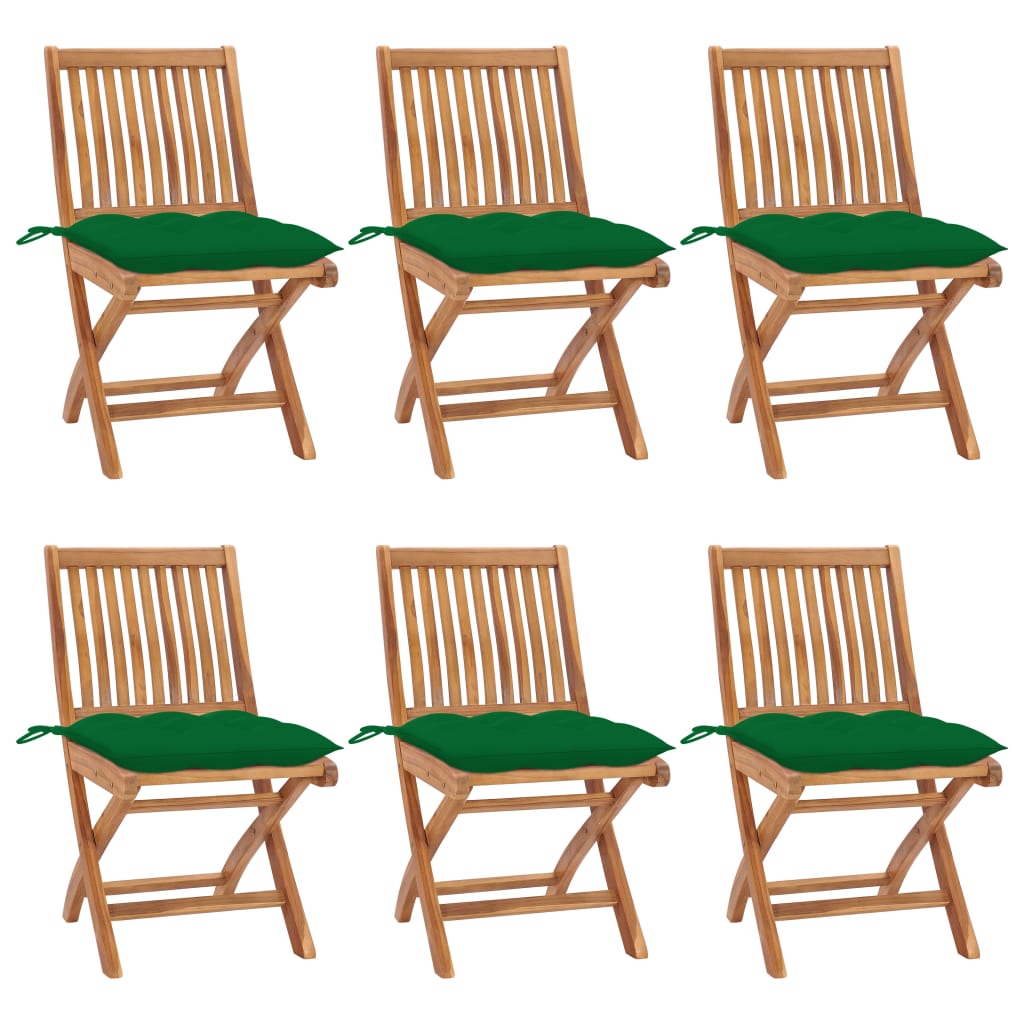 Foldbare Havestole Med Hynder Massivt Teaktræ