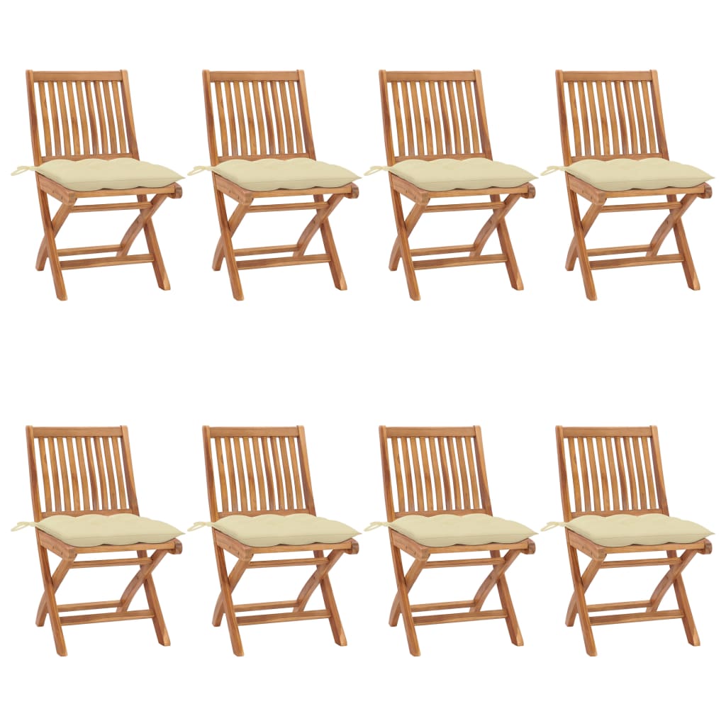 Klapstole Med Hynder Massivt Teaktræ - Variant 3072878