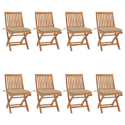 Klapstole Med Hynder Massivt Teaktræ - Variant 3072879