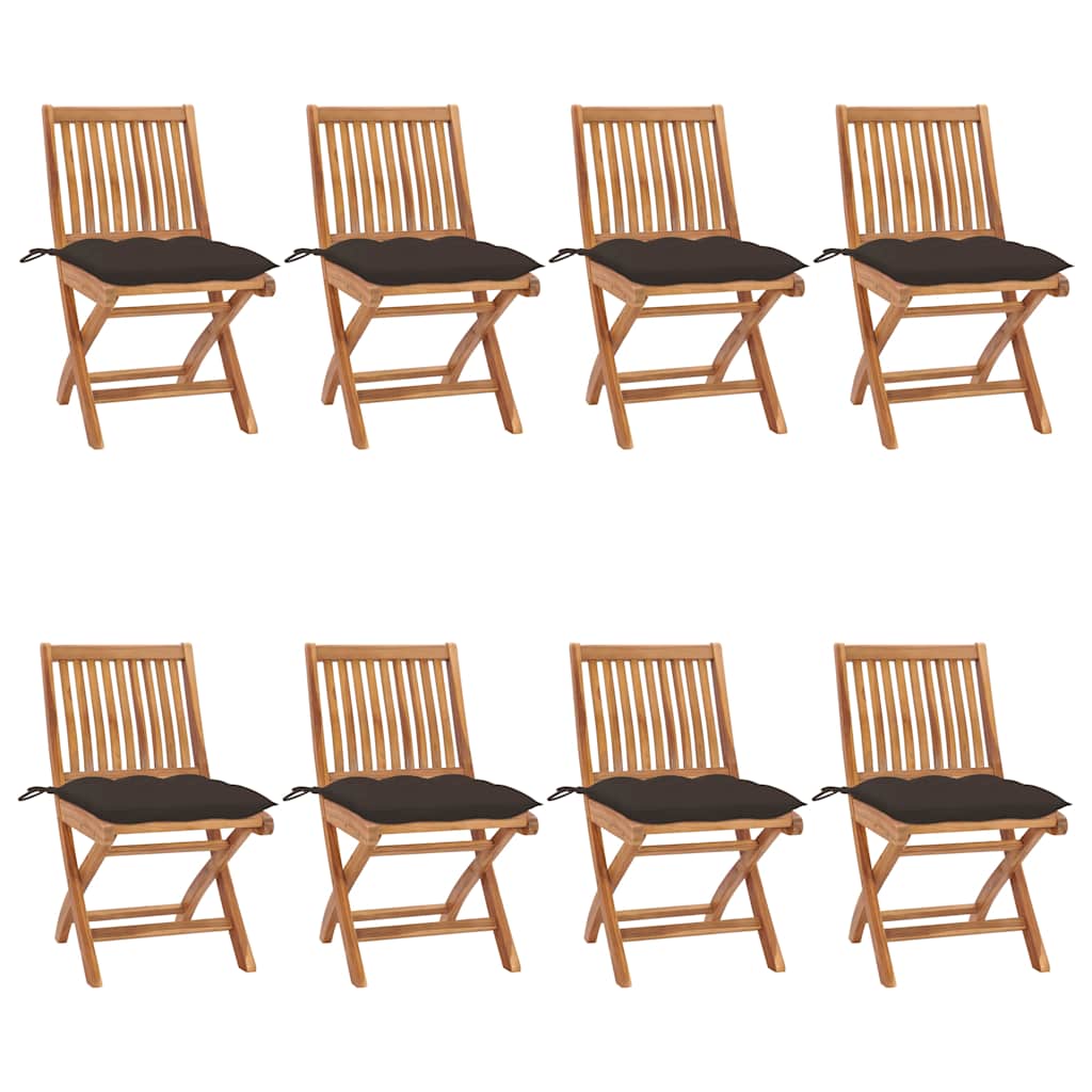 Klapstole Med Hynder Massivt Teaktræ - Variant 3072884