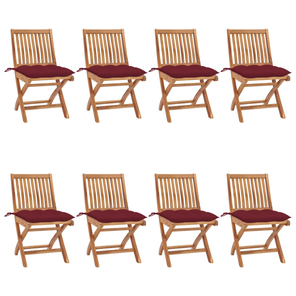 Klapstole Med Hynder Massivt Teaktræ - Variant 3072885