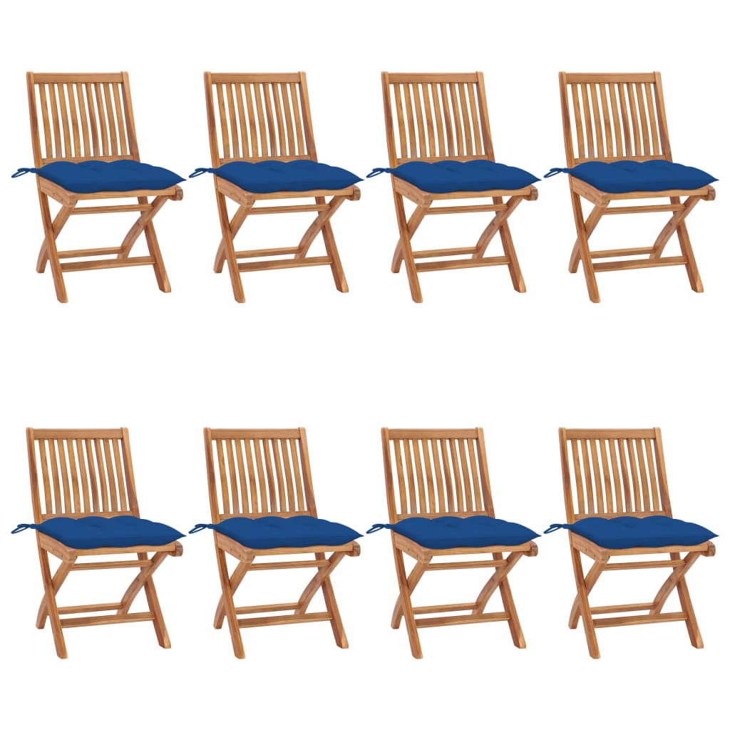 Klapstole Med Hynder Massivt Teaktræ - Variant 3072886