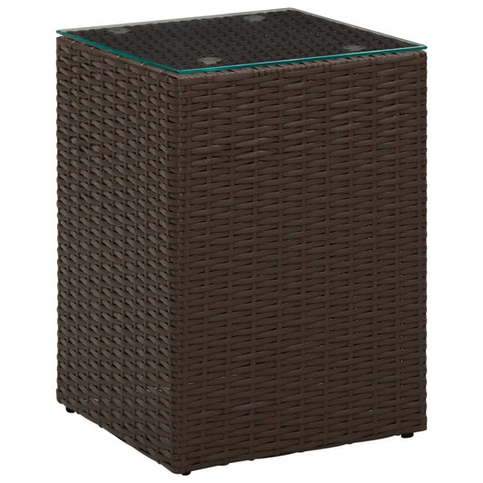 Sidebord Med Glastop 35X35X52 Cm Polyrattan