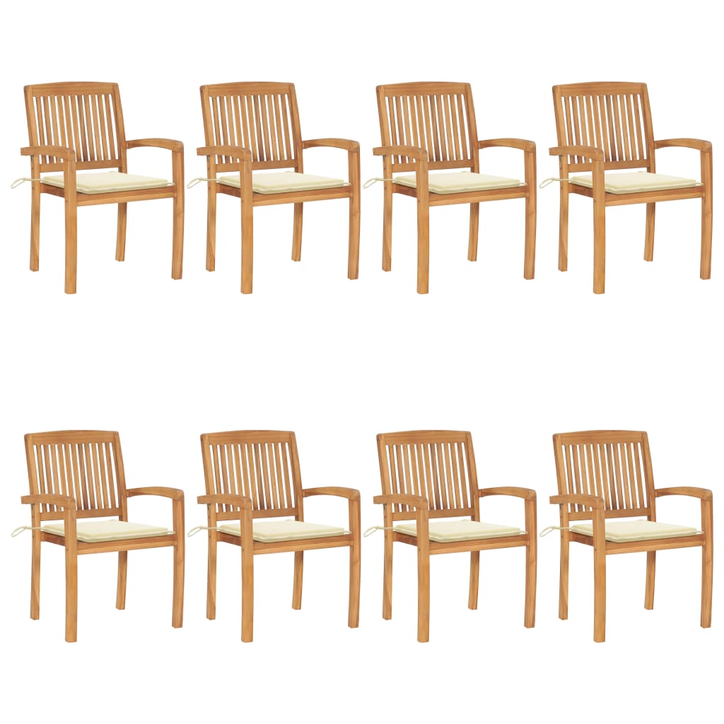 Havestole 2 Stk. Med Farvede Hynder Massivt Teaktræ