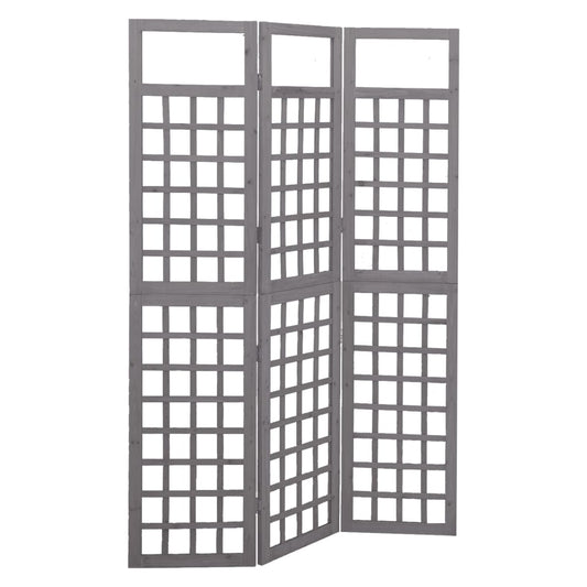 3-Panels Rumdeler/Espalier Massivt Grantræ Grå